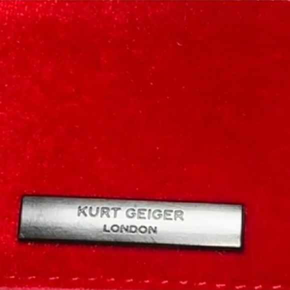 NIB!! Kurt Geiger Red Velvet Crossbody Bag w/ Black Rhinstone Bow (Collectors) - Picture 7 of 10